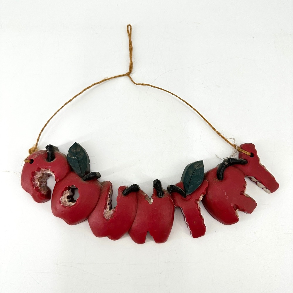 Vintage‎ Homco Rustic Red Apple Country Wall Hanging Farmhouse Kitchen Decor